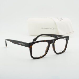 Alexander McQueen AM0357O 002 Square Eyeglasses 52mm - Havana